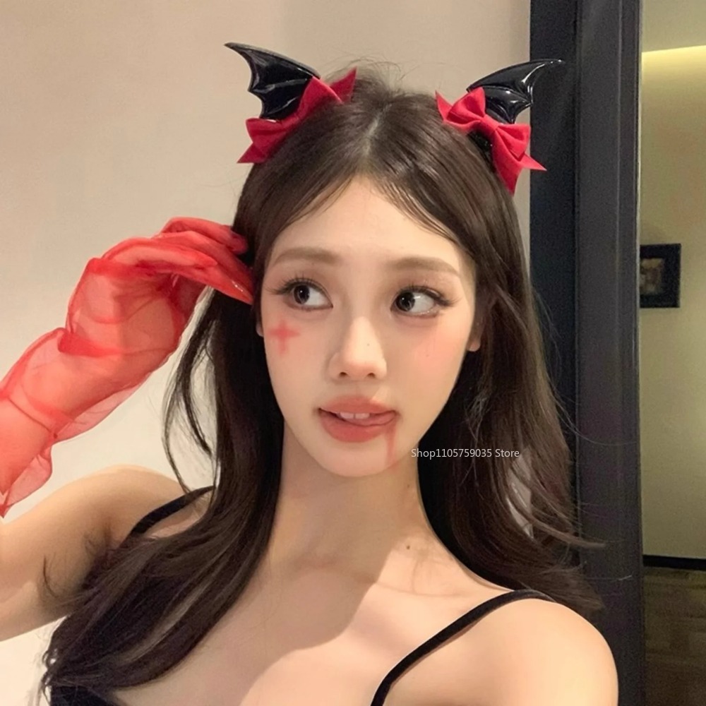 Cosplay Bat Prop - Halloween Devil Horn Bow Hair Clips