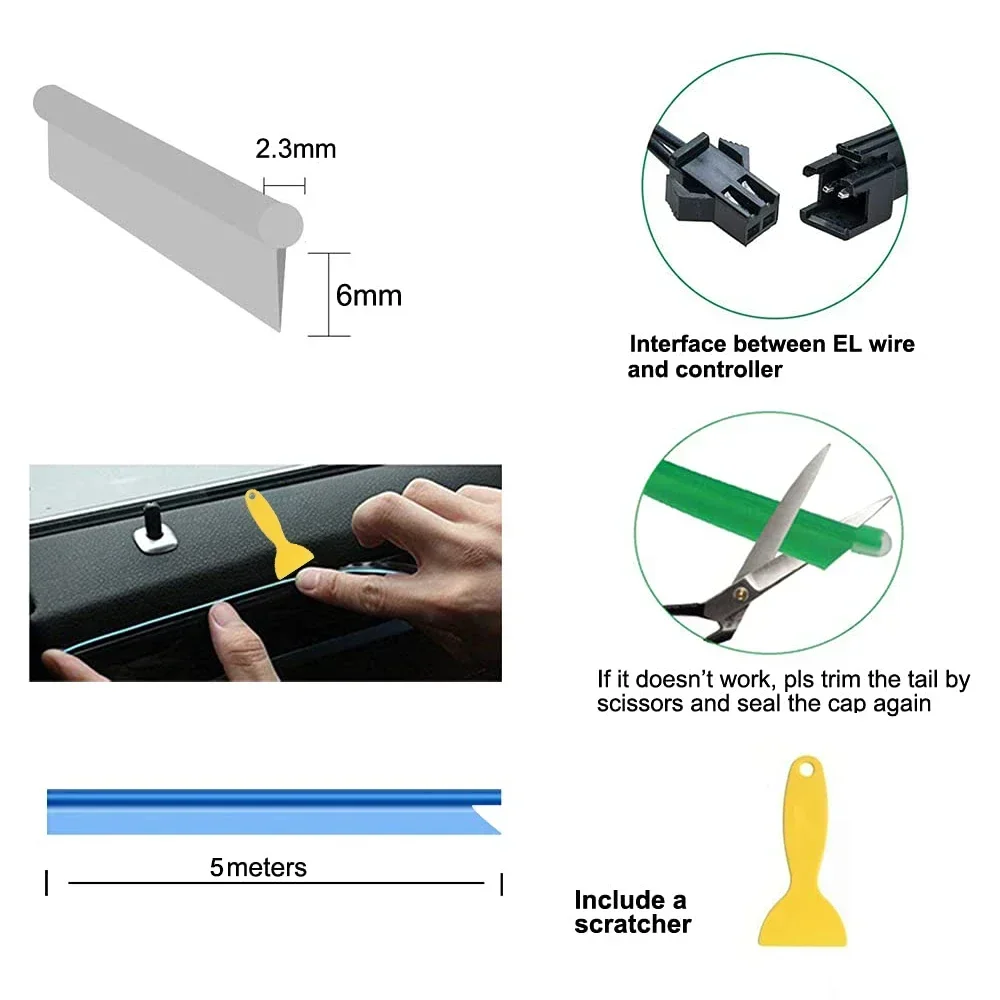 1-5M Car Interior Led Strip Li - Led El Wire 评论和价格