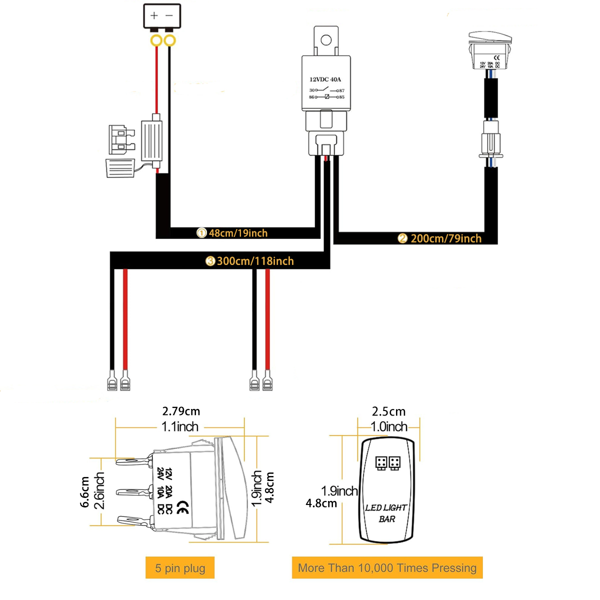 LED Light Bar Wiring Harness K - Led El Wire 评论和价格