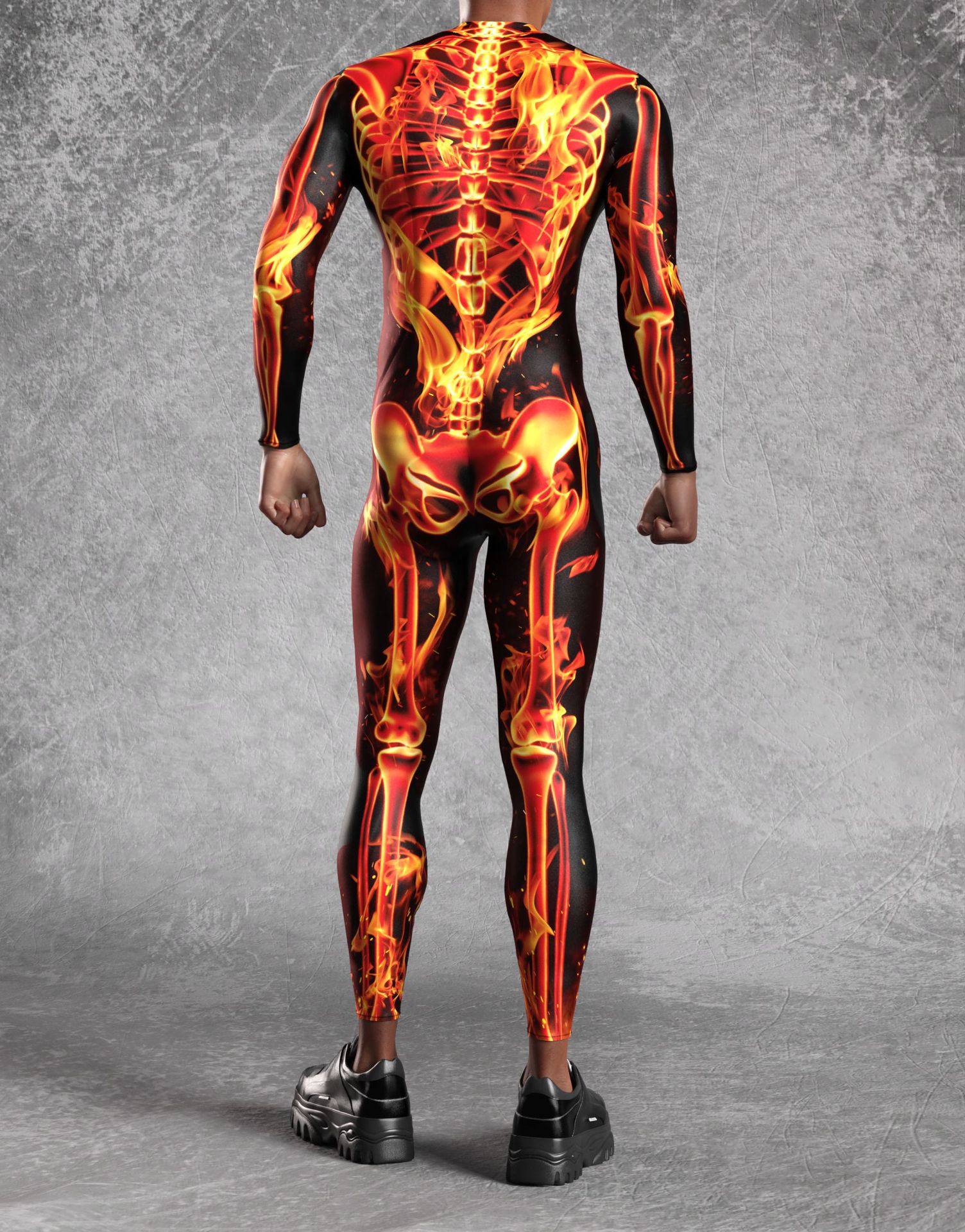 Men Flame Skull Halloween Part - Cosplay Flame Prop 评论和价格