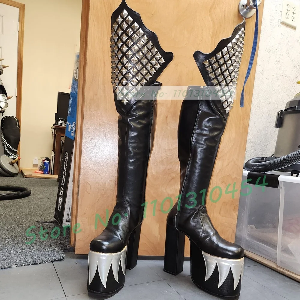 Black Knee High Platform Demon - Cosplay Flame Prop 评论和价格
