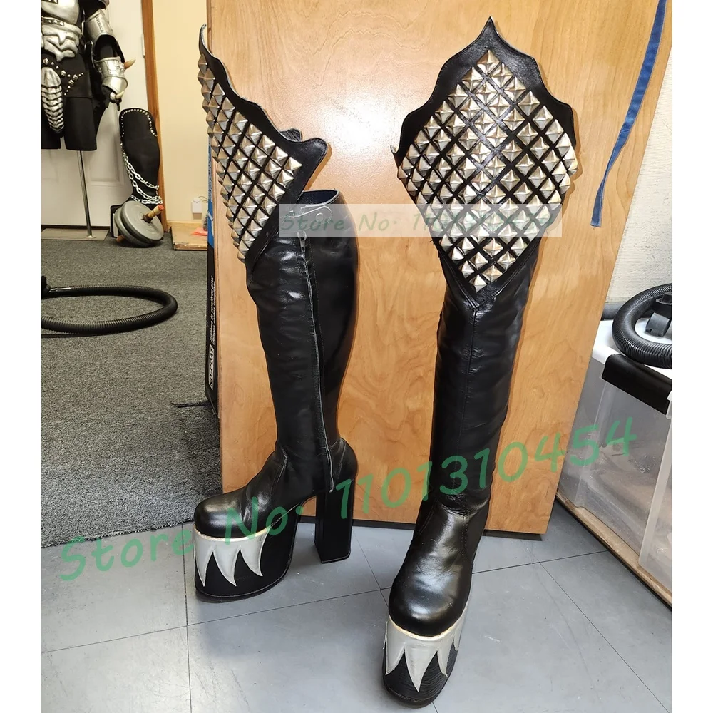 Black Knee High Platform Demon - Cosplay Flame Prop 评论和价格