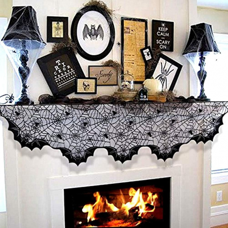 Halloween Lace Fireplace Scarf - Cosplay Bat Prop 评论和价格